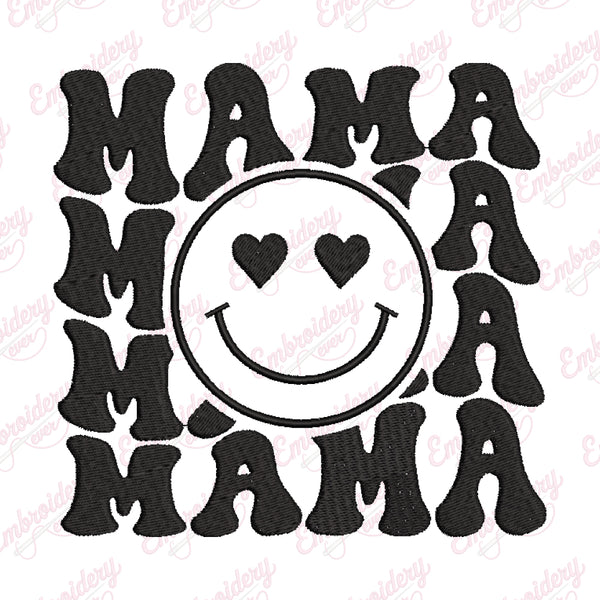 Mama Smiley Face Embroidery Design