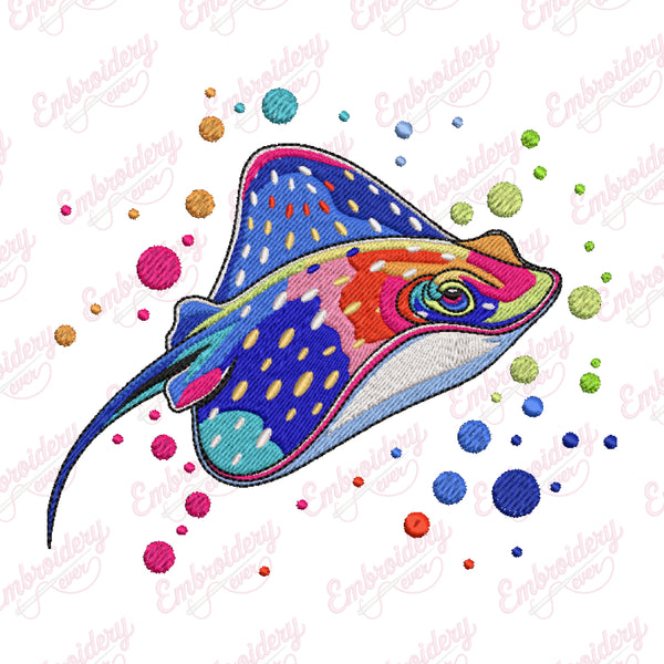 Colorful Stingray Embroidery Design