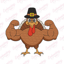 Muscular Thanksgiving Turkey Embroidery Design