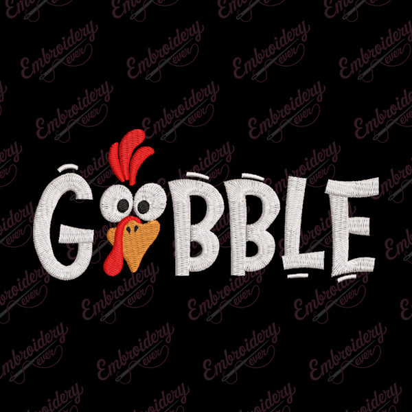 Thanksgiving Gobble Turkey Embroidery Design