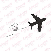Airplane Love Embroidery Design