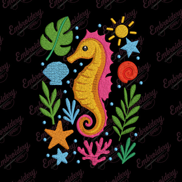 Seahorse Under The Sea Machine Embroidery Design