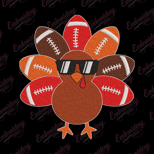 Thanksgiving Turkey Football Machine Embroidery Design
