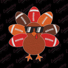 Thanksgiving Turkey Football Machine Embroidery Design