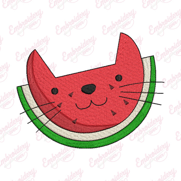 Funny Cat Watermelon Embroidery Design