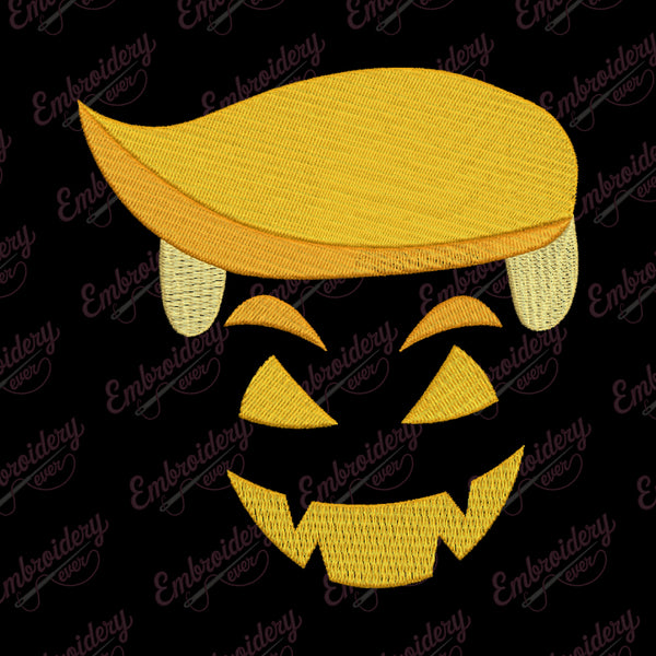 Trumpkin Funny Halloween Pumpkin Embroidery Design