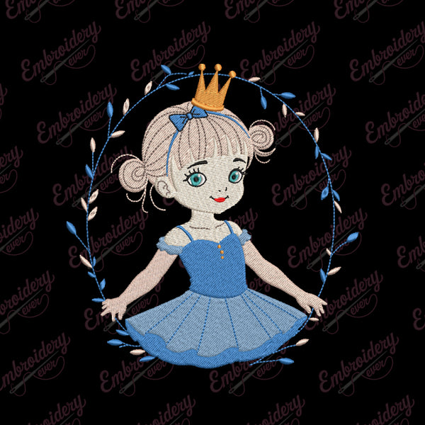 Cute Girl With Hair Embroidery Design