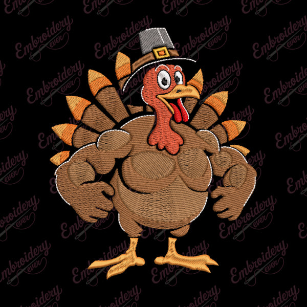 Cute Turkey Embroidery Pattern for Thanksgiving