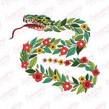 Tropical Leaves And Flowers Rattlesnake Embroidery Design