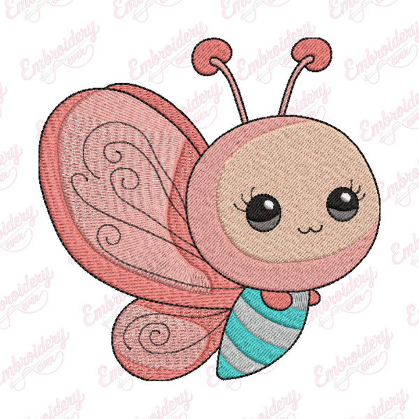 Cute Butterfly Applique Machine Embroidery Design