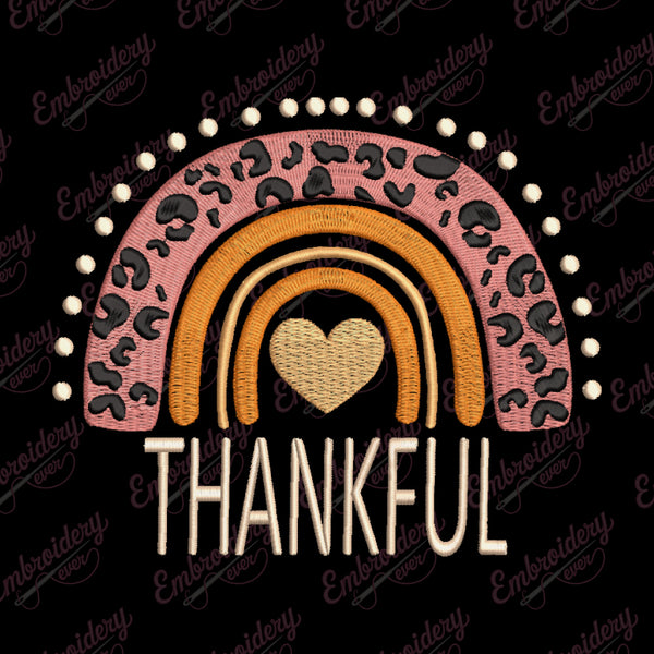 Thankful Rainbow Thanksgiving Embroidery Design