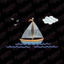 Cartoon Sailboat Machine Embroidery Design
