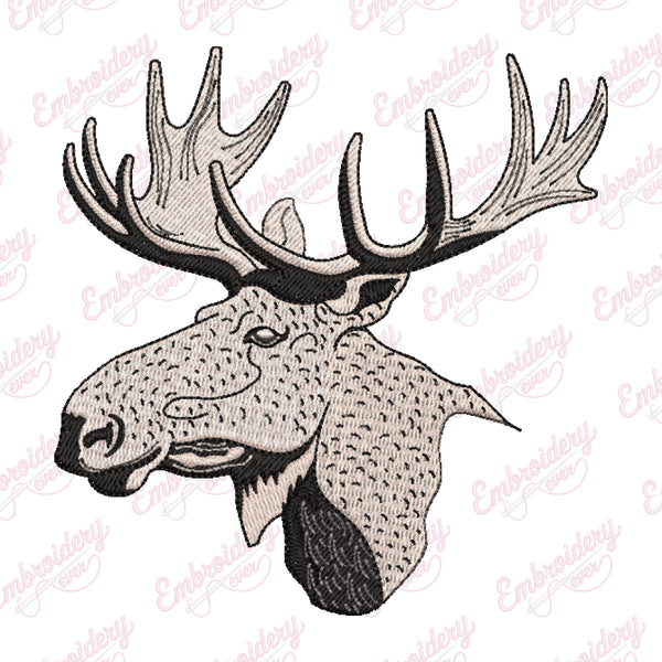 Moose Head Digital Embroidery Design