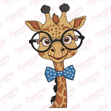 Cartoon Giraffe With Glasses Embroidery Design