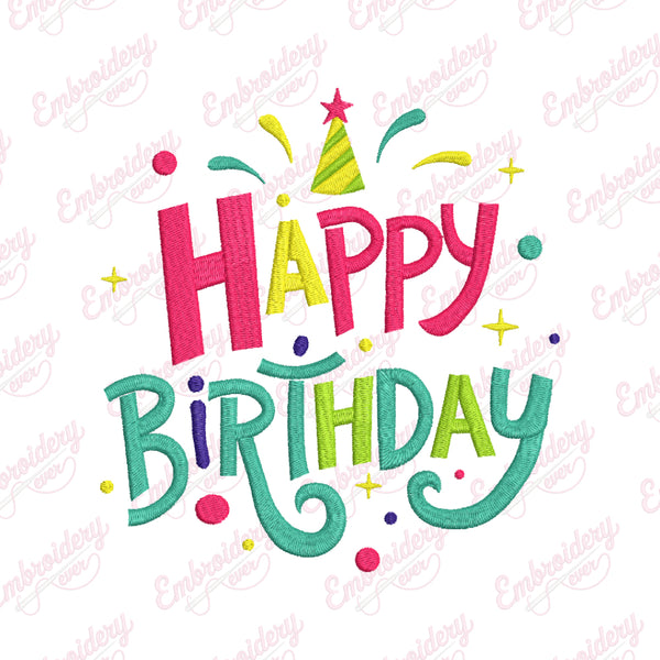 Happy Birthday Embroidery Design