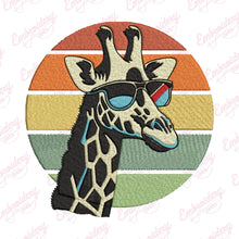 Vintage Giraffe Sunglasses Embroidery Design