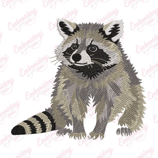 Cute Raccoon Embroidery Design