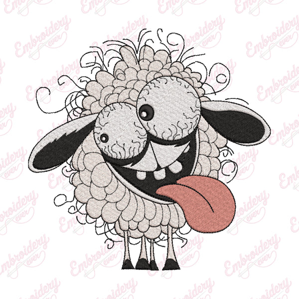 Crazy Sheep Embroidery Design