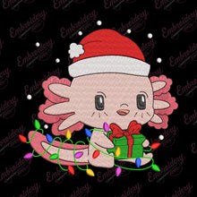 Axolotl Christmas Lights Embroidery Design