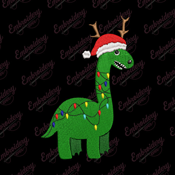 Christmas Dinosaur Embroidery Design