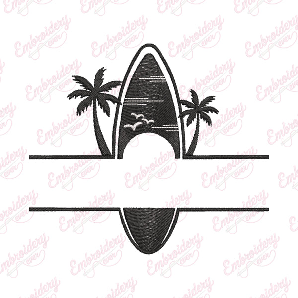 Surfboard Logo Icon Embroidery Design