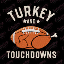 Turkey And Touchdowns Embroidery Design For Thanksgiving
