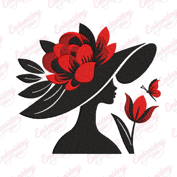 Floral Girl Face Embroidery Design