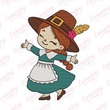 Sweet Pilgrim Girl Thanksgiving Embroidery Design