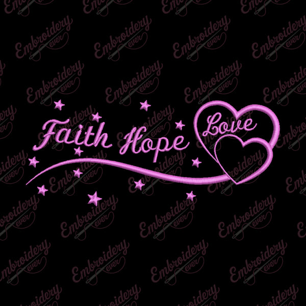Faith Hope Love Breast Cancer Embroidery Design