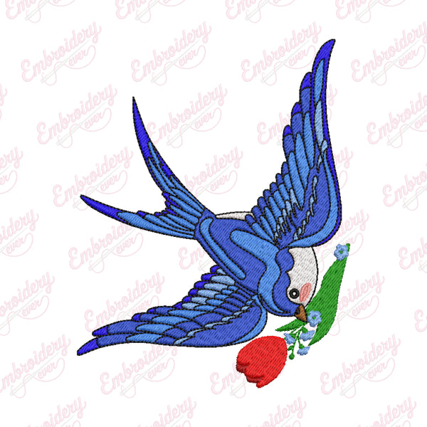 Bluebirds Embroidery Design