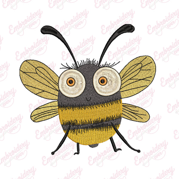 Funny Bee Embroidery Design