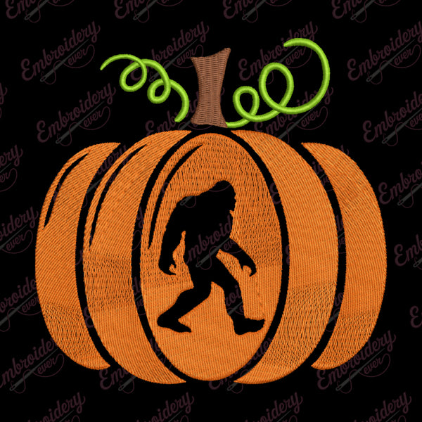 Bigfoot Pumpkin Halloween Embroidery Design