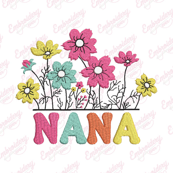 Floral Nana Embroidery Design