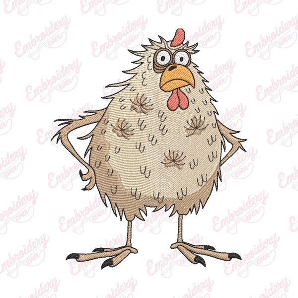 Cranky Chicken Embroidery Design