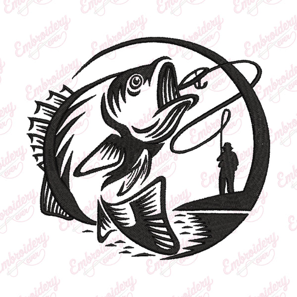 Fishing Logo Embroidery Design