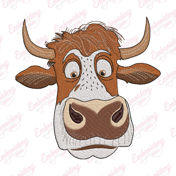 Cattle Cow Head Embroidery Design