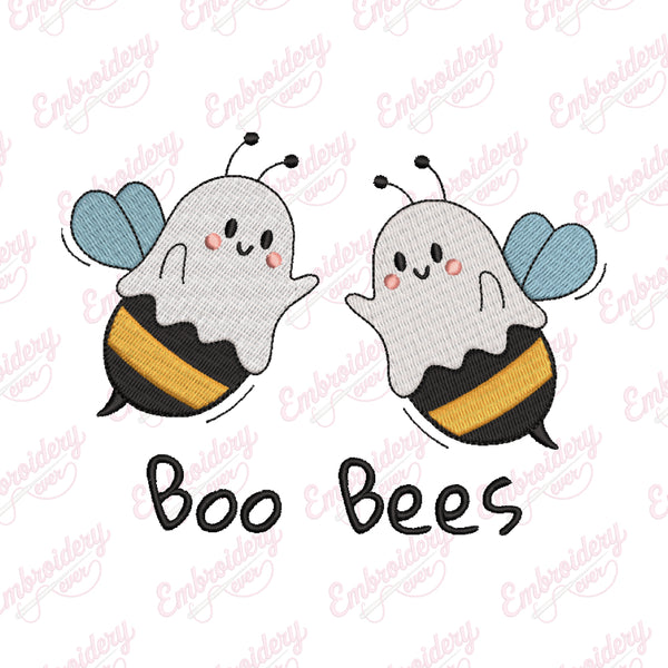 Funny Halloween Boo Bees Embroidery Design