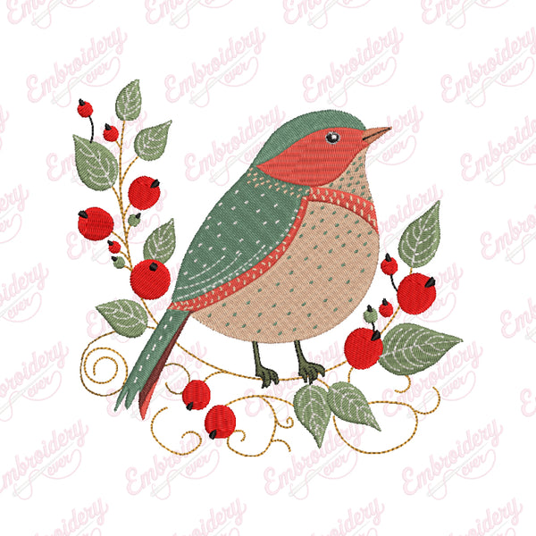 Winter Bird Machine Embroidery Design