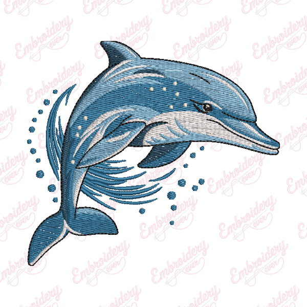 Jumping Cute Dolphin Embroidery Design