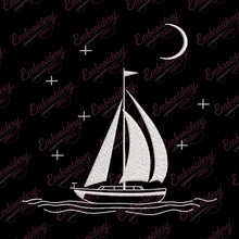 Sailboat At Night Machine Embroidery Design