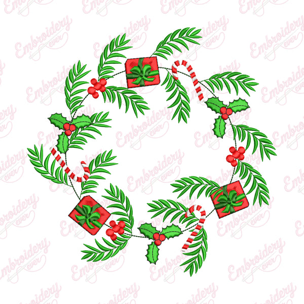 Christmas Wreath Embroidery Design
