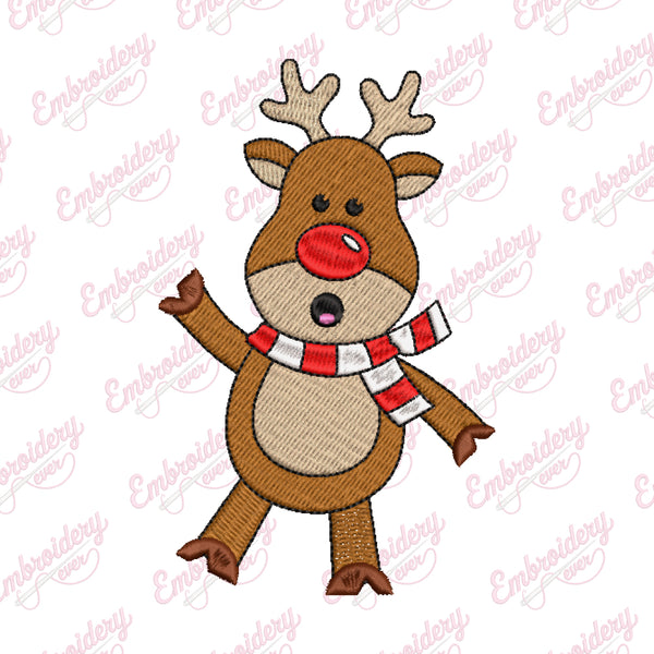 Funny Christmas Reindeer Embroidery Design
