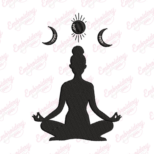 Yoga Moon Embroidery Design