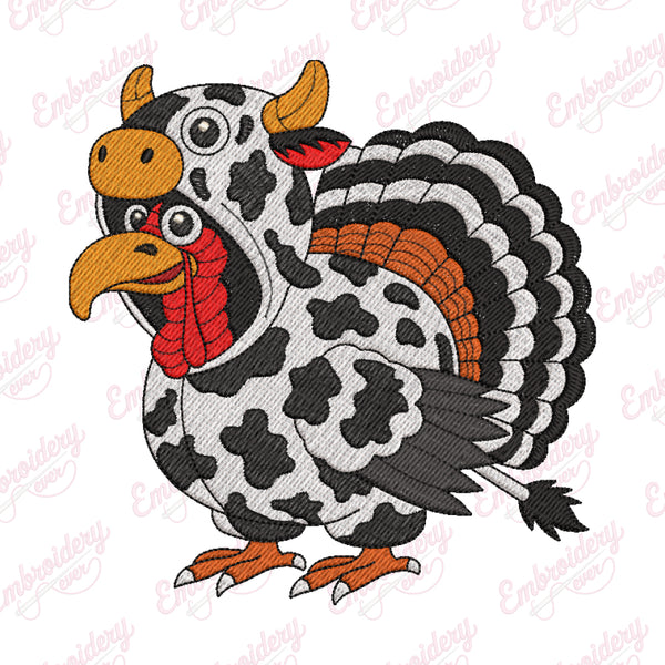 Turkey Moo Funny Thanksgiving Embroidery Design