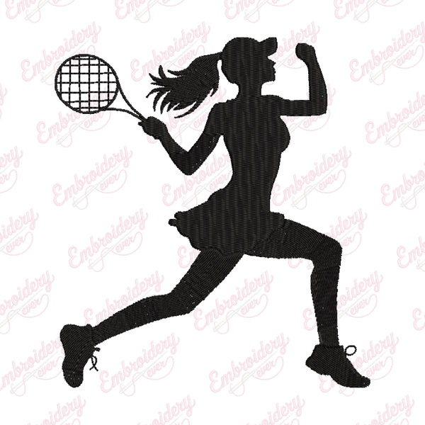 Girl Playing Tennis Embroidery Design