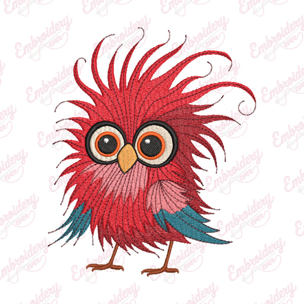 Funny Crazy Bird Embroidery Design Character Stitch