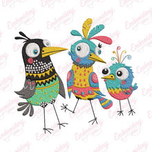 Crazy Colorful Birds Embroidery Design