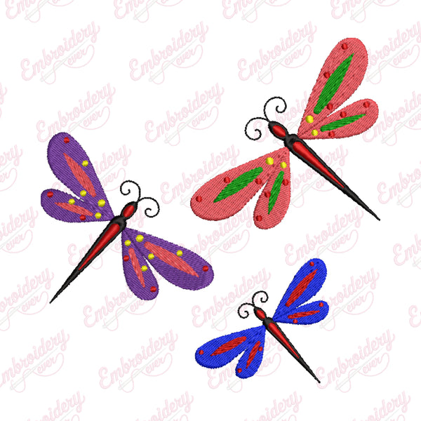 Beautiful Dragonflies Embroidery Design