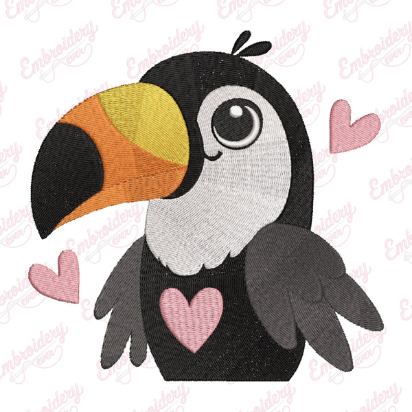 Cute Toucan Bird Embroidery Design