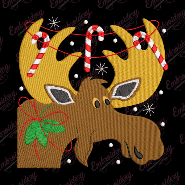 Christmas Moose Embroidery Design